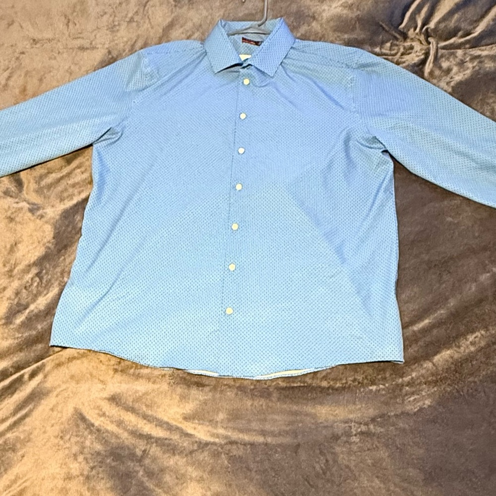 jf j.ferrar Sky Blue Patterned Casual Shirt